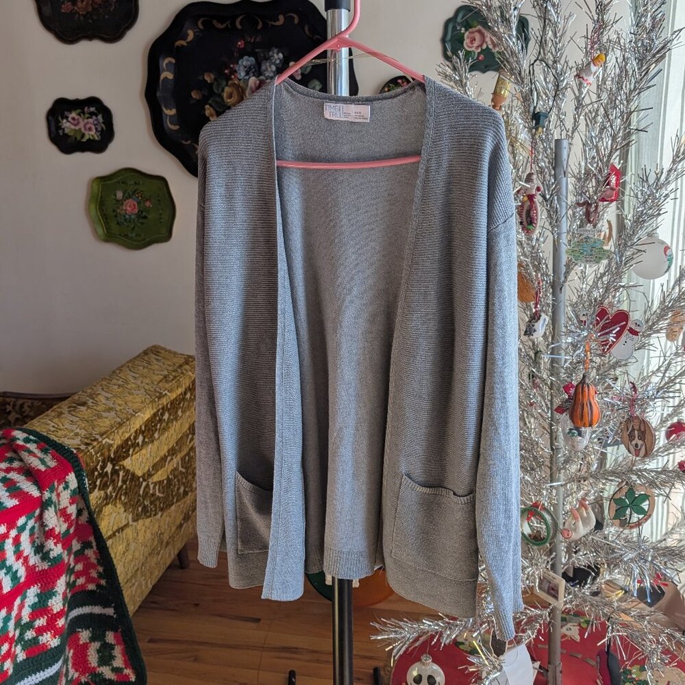 Grey Time And Tru Cardigan Sweater
